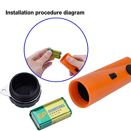 PinPointer Metal Detector, Fully Waterproof Scanning Unearthing Treasure Finder, 360° Side-scan Treasure Pinpointing Finder Probe with Belt Holster for Adults and Kids (Black) (Orange)