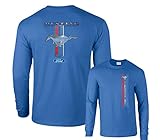 Fair Game Ford Mustang Racing Stripe Pony 5.0 Long Sleeve T-Shirt-Royal Blue-XL