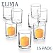 Elivia Clear Votive Candle Holder - Set of 15, Tealight Candle Holder Glass Cup for Wedding or Home Decor