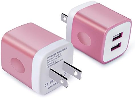 Wall Charger, Charger Cubes, Sicodo 2-Pack 2.1A Travel Dual Port USB Plug Charging Block for iPhone X/8, 7 Plus, 6 Plus, 6s Plus, Tablet, Samsung Galaxy S9, S8 Plus, S7 S6 edge, Note 8, HTC, LG, Sony