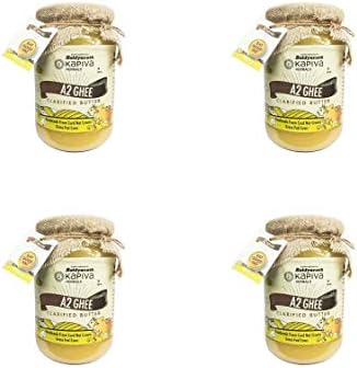Kapiva A2 Cow Milk Ghee, Helps Reduce Bad Cholesterol, Non-GMO Keto and Paleo Diet Friendly (16.9 fl oz / 500 ml) (4 pack)