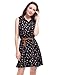 Allegra K Women's Half Placket Above Knee Printed Belted Sleeveless Dress