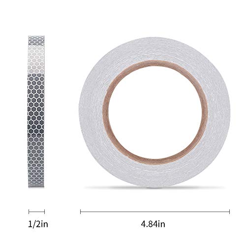 High Intensity Reflective Tape White and Silver 0.5"X15' - Waterproof Self-Adhesive Glass Beads PET Tape-Reflective Tape for Trucks,Trailers,Cars-Conspicuity Tape-Cinta reflectante … - Thumbnail 3