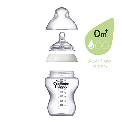 tommee tippee biberón closer to nature, anticólico, tetina similar al pecho, sin bpa, flujo lento, 9 onzas  