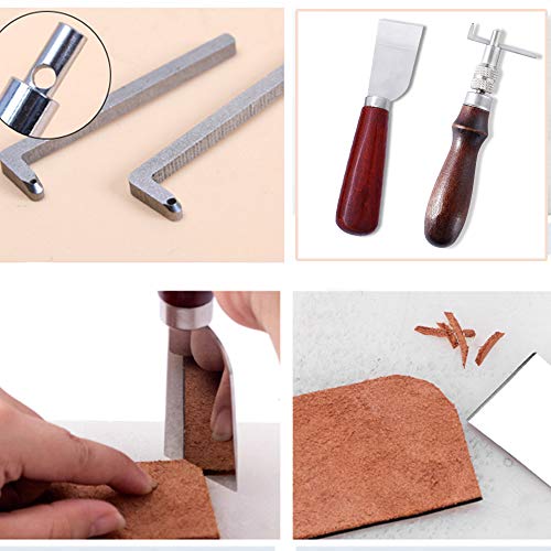 126pcs Leather Working Supplies MIUSIE Abundant Leather Stamping Kit with Letter and Number Stamp Set,Tanned Leather,Leather Working Saddle Tools and Instruction for Leather Working,Leather M - Thumbnail 5