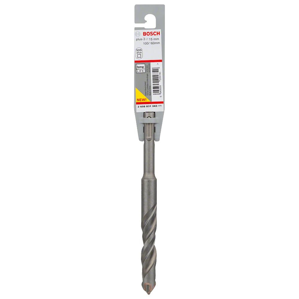 Bosch 2608831043 "SDS Plus-3" Hammer Drill Bit, 0 V, Grey, 15 x 100 x 160 mm