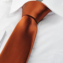 KissTies Rust Tie Toffee Brown Solid Satin Necktie