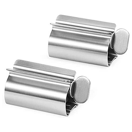YOUTALLY チューブしぼり器2個セット チューブ絞り器 歯磨き粉 絞り器 歯磨き粉出し機 304ステンレス製 軟膏 押出器 しぼり器 ホルダー スタンド チューブ製品を最後の一滴まで絞ります (ステンレス鋼)