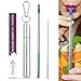 HomLujo Telescopic Rainbow Colored Metal Straws For Drinking -Its Reusable Portable Collapsible Straw of Stainless Steel with Case, Silicone Tip, Cleaning Brush and Keychain