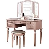 BOBKONA PDEX- Croix Collection Vanity Set With Stool, Rose Gold