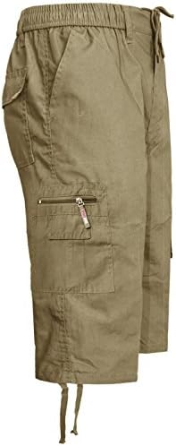 westAce Mens Elasticated Waist Smart Casual Summer Plain Cargo Long 3/4 Shorts Pants