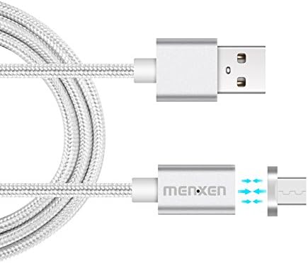 MENXEN USB Super Magnetic Cable， LED Display 2.4A Data Sync and Fast Charge 3.28ft Magnetic Charging Cable for Android, HTC, Samsung, Sony and More(silver)