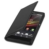 EasyAcc Mini Suction Cup Closure Sony Xperia Z Wallet Case Folio Flip Cover Leather Case Anti Shock Skin Pouch Pocket for Sony Xperia Z (Premium PU Leather, Black, Slim, for Men)