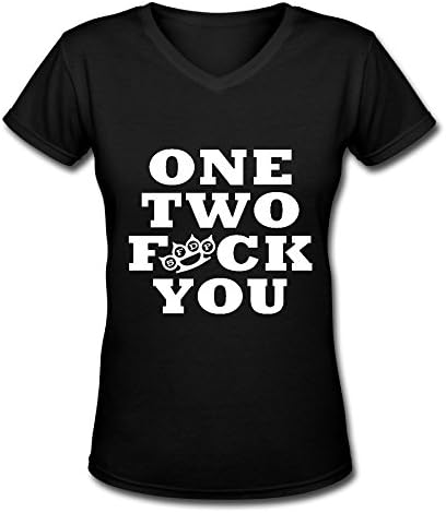 Best Black V Neck T Shirt For Women Five Finger Death Punch One Two Fuck You.png