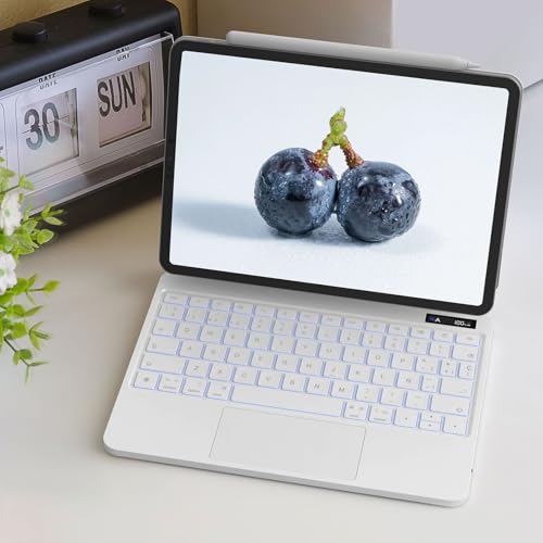 Bettdow Keyboard for iPad 10 Generation 10.9" 2022/11 Generation A16 11" 2025, QWERTY Spanish Ñ Design Magnetic Floating Keyboard with Trackpad and Backlit, White
