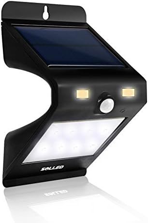 SOLLED Solar Lights 12 LED Motion Sensor Light, Outdoor Solar Wall Light Wireless Waterproof Solar Security Lighting for Garden Patio Lawn Porch Deck Yard - Black