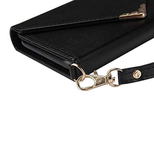 Stylish Envelope Handbag Design Case for iPhone XS Max 6.5 inch,iPhone XS Max 6.5 inch Leather Wallet Case,Shinyzone Soft TPU Inner with Card Holder Magnetic Flip Cover,Black - Thumbnail 4