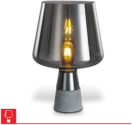 Chico Open-top Smoke Glass Modern Table Lamp – Concrete Base