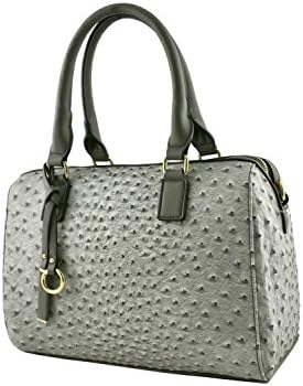 Women's Designer Faux Leather Fashionable Ostrich Top Handle Bag VA2014 Grey
