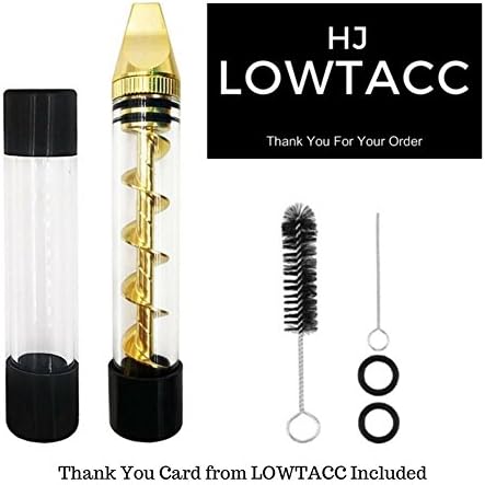 HJ LOWTACC Glass Ginder Kit For Herb, Grass Ashtray, Spices - Twisty Pipe Holder Come with Grade Roller Glass Containers and Cleaning Set