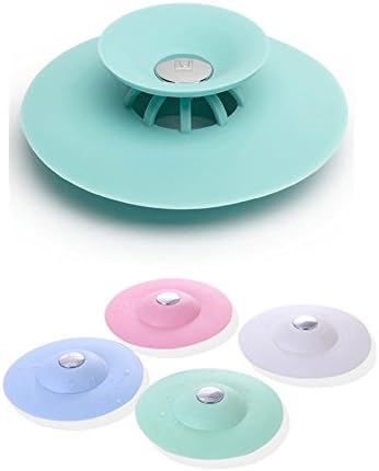 Xingqijia 4PCS Silicone Bathtub Drain Tub Stopper, Bath Shower Tub Drain Plug Cover - Hair Catchers for Floor, Laundry, Kitchen, Bathroom - 2 in 1 Stop and Filters