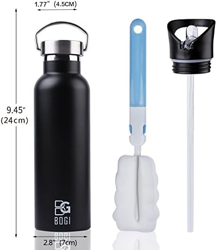 Stainless steel water bottle with cap, suitable for hot or cold drinks, priced between $15.99 and $16.99.