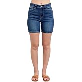 Judy Bllue Women's High Waist Bermudas Shorts W/Back Flap Pockets Plus Size (US, Alpha, Large, Regular, Regular, Blue)