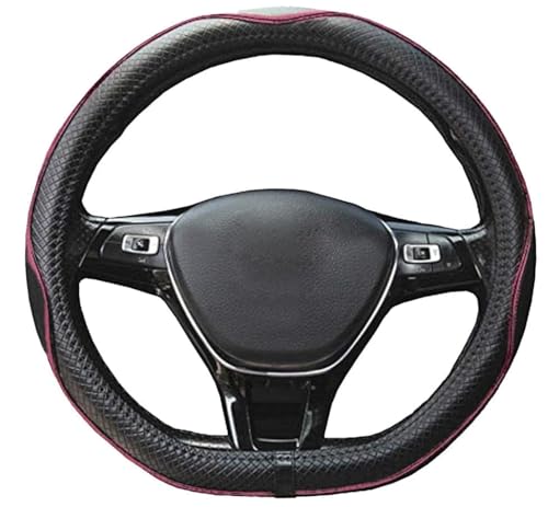 Mayco Bell Flat Bottom Steering Wheel Cover Anti-Slip,Safety,Soft,Breathable,Durable,Full Surround,Comfortable Grip Microfiber Leather (D Shape, Black Pink)