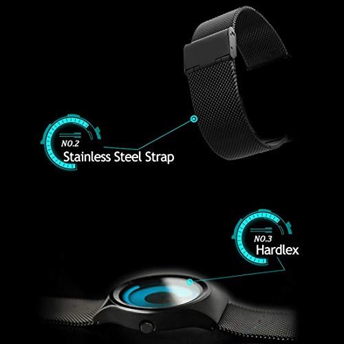 BOFUTE Men\'s Swirl Dial Quartz Waterproof Business Casual Watch with Stainless Stee Mesh Band Silver