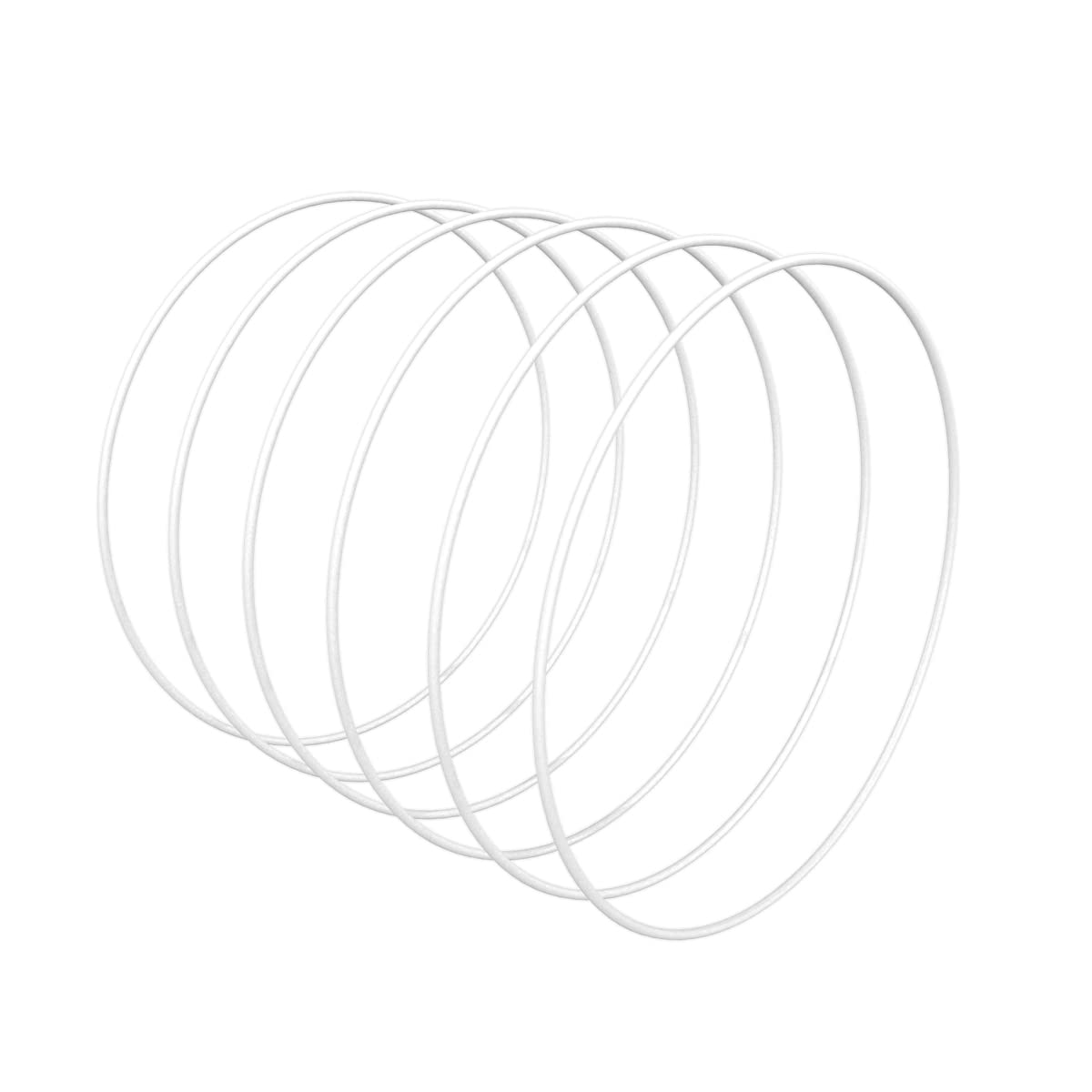 Worown 6pcs 20cm Floral Wreath Hoops, White Metal Rings for Making Wedding Wreath Decor and Wall Hanging Craft