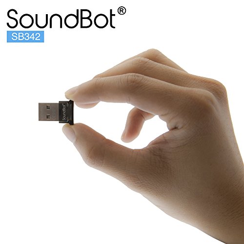 soundbot SB342-BLK Bluetooth 4.0 USB Adapter with 3Mbps High Data Transfer Rate & 33 Feet Wireless Range