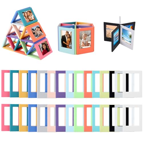 Gugxiom Marco para Fotos Magnetico, Mini Nevera, Mini Portafotos Magnético, Marco Tamaño Carta, Mesa de exposición de fotografías para la oficina en casa (20, Color)