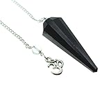 Black Tourmaline Faceted Pendulum with Om