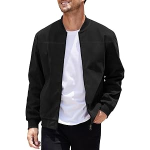 Men's Suede Zip Up Stand Collar Lightweight Jackets, Soft Warm Business Casual Athletic Windproof Outerwear Coat