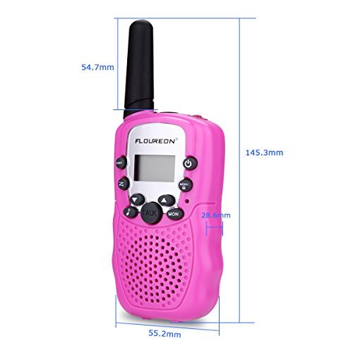FLOUREON Walkie Talky for Kids Two Pack 22 Channel Two Way Radio 3000M (MAX 5000M Open Field) UHF Long Range Handheld (Pink)