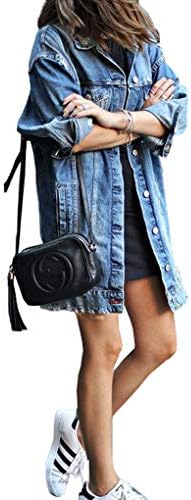 Nilover Women Girls Distressed Denim Jacket Spring Summer Vintage Denim Jacket Ladies Casual Denim Coat