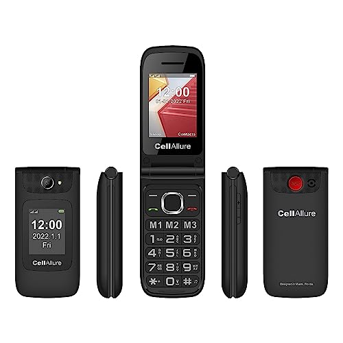 CV Directo CELLALLURE Telefono Celular Flip para Adultos Mayores Bienestar con Boton SOS Resistente Volumen Alto Y Teclas Grandes Camara Fotografica Celulares Basicos Adulto Mayor