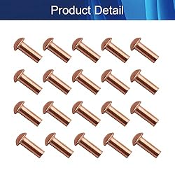 Aicosineg 100pcs 0.24" Length Copper Solid Rivets