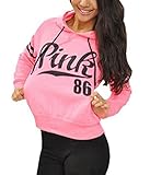 FACE N FACE Womens Chic Drawstring Long Sleeve Hooded Sweatshirt X-Large Pink