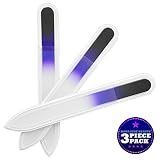 Bona Fide Beauty 3-Piece Bohemian Crystal Glass Nail File Set in Plastic Sleeve, Black/Cobalt