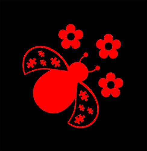 LU COCO CREATIONS LADYBUG WITH PUZZLE PIECE (COLOR) RED 5" WIDE STICKER/DECAL FOR WINDOWSS,CAR,TRUCKS,LAPTOPS AND MOR