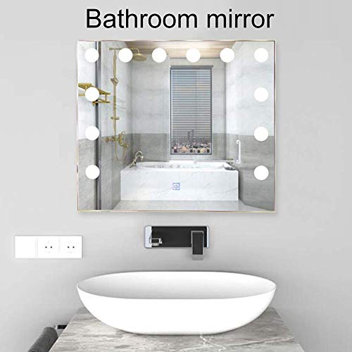 Dimmable Lighted Bathroom Mirror for Wall with 3 Color Changing, Hollywood Vanity Mirror with Lights, Frameless Makeup Mirror for Bathroom Bedroom Vanity, Wall Mounted or Tabletop (19.69" x 16.93")