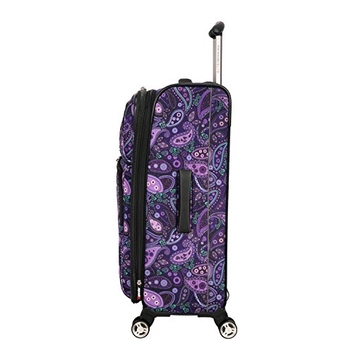 Ricardo Beverly Hills Mar Vista Softside Expandable Luggage with Dual Spinner Wheels, Purple Paisley, Checked-Medium 24-Inch