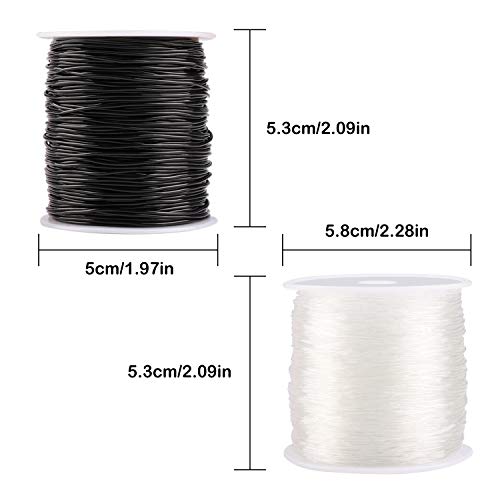 Elastic Bracelet String Crystal Cord Stretch Bead Cord for Jewelry Making and Bracelet Making Clear and Black 1mm 3 Pack