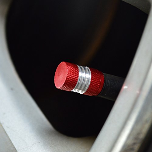 Runmade 4 Connecting Rods Style Polished Aluminum Alloy Chrome Tire Valve Stem Caps (Pack of 4) (Red) - Thumbnail 4