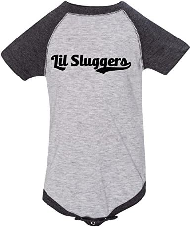 PakRat Baby Personalized Baseball Onesie - Jersey Customized On Front &amp; Back (6-12 Months (12M), Vintage Heather/Smoke)