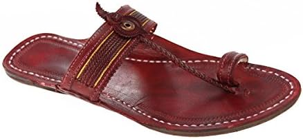 KORAKARI Exceptional Cherry Red Pointed kolhapuri Chappal For Men KRKA-M-183