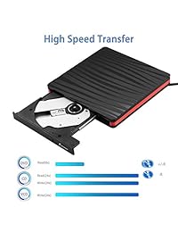 Foxnovo External CD Drive with USB 3.0 & Type-C Interface for DVD-ROM DVD±R DVD-R DL CDA CD-ROM CD-R VCD SVCD CD-RW, High Speed Data Transfer Drive for Windows XP 2003 Vista 7 8.1 10, Linux, Mac OS