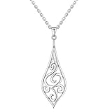 RSJewel Rattan & Leaf Design Sterling Silver Filigree Pendant With Length Adjustable Diamond Cut Anchor Chain Necklace