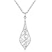 RSJewel Rattan & Leaf Design Sterling Silver Filigree Pendant With Length Adjustable Diamond Cut Anchor Chain Necklace